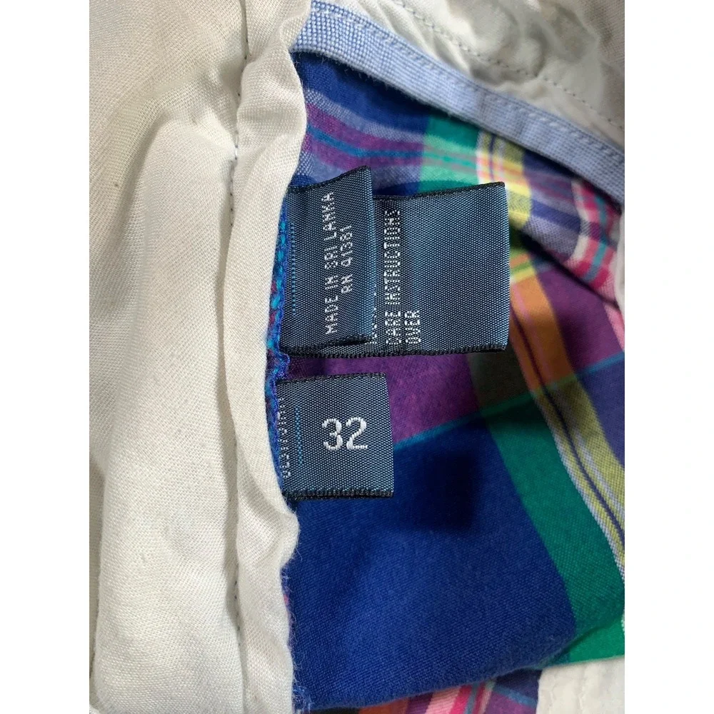 Polo Ralph Lauren Shorts Men's 32 Blue Pink India Madras Plaid 9